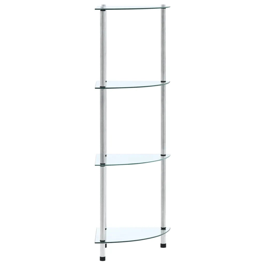 Scaffale a 4 Livelli Trasparente 30x30x100cm in Vetro Temperato cod mxl 25304