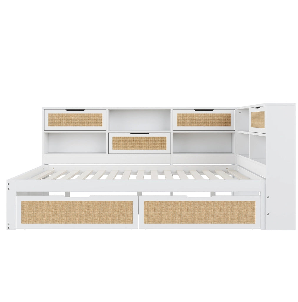 Divano letto 140x200 cm con USB e spazio contenitore in MDF bianco