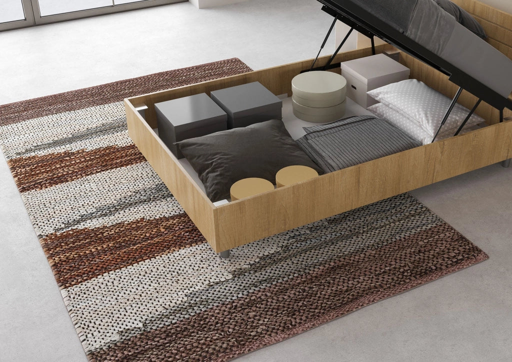 Letto 1 Piazza e Mezzo 120x200 cm con Rete e Contenitore Nuamo Quercia Natura