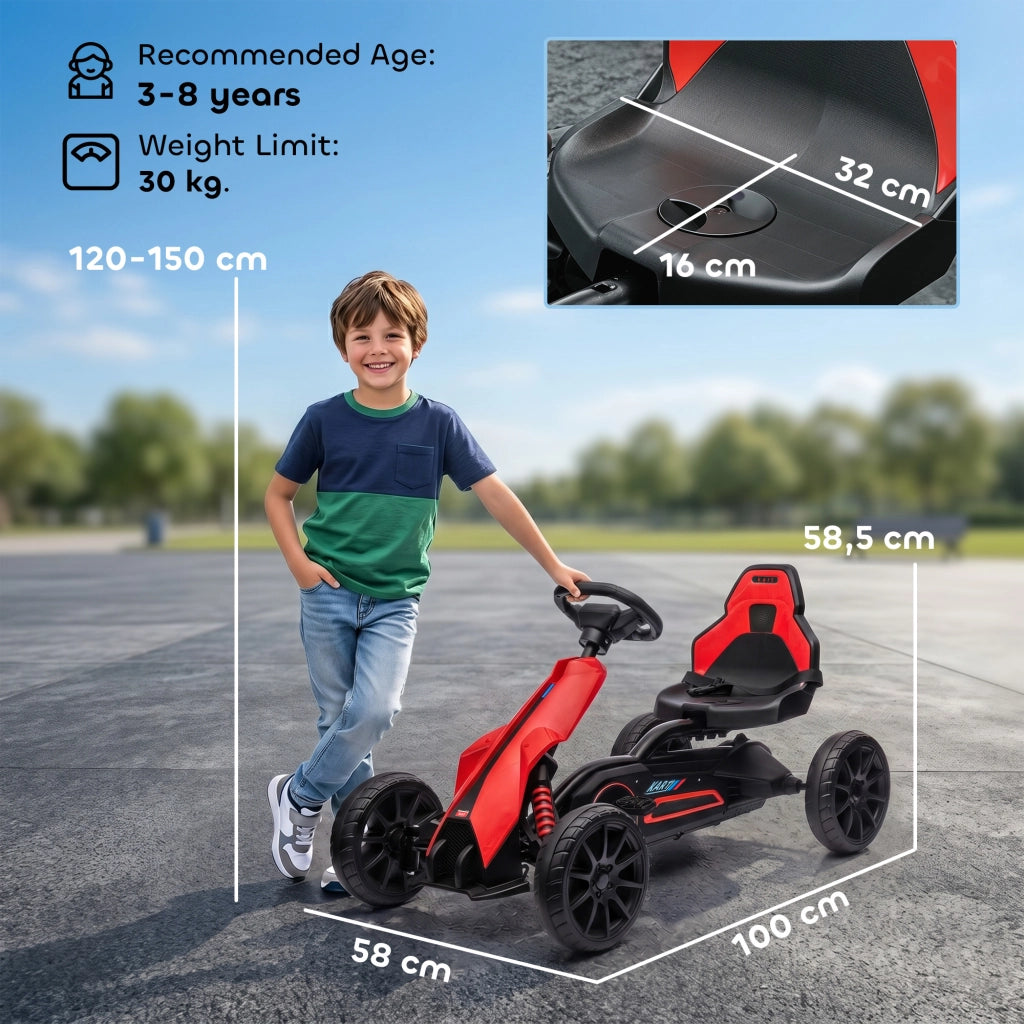 Kart a pedali per bambini con sedile regolabile ¨C Zephmum ¨C 100x58x58.5 cm rosso e nero