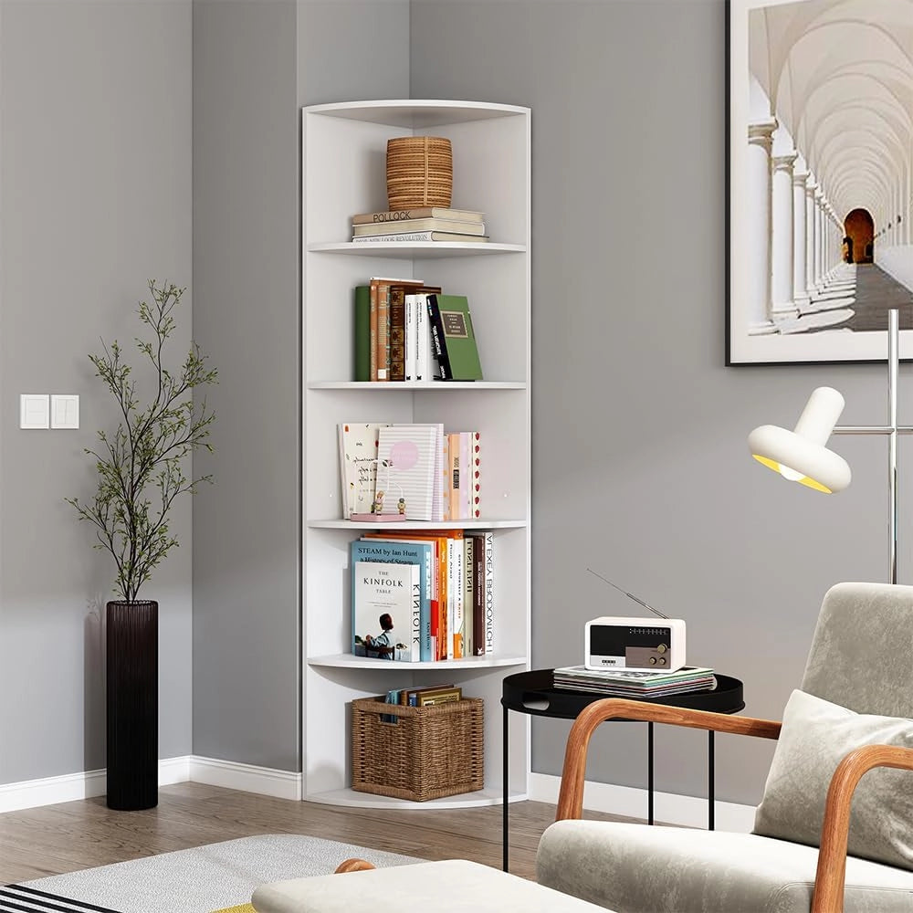 Libreria Fabienne, Bianco, 40 x 180 cm con 5 scomparti, adatto al montaggio a parete per una configurazione flessibile degli spazi
