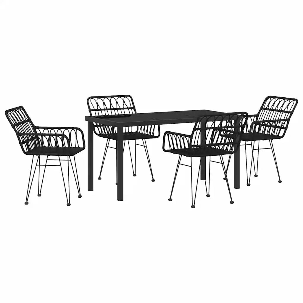 Set da Pranzo per Giardino 5 pcs Nero