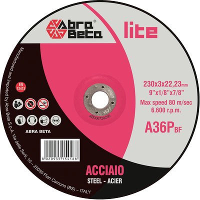 DISCO ABRASIVO TAGLIO FERRO ABRABETA - MM 230X22,2 H.MM 3,0- 25 pezzi
