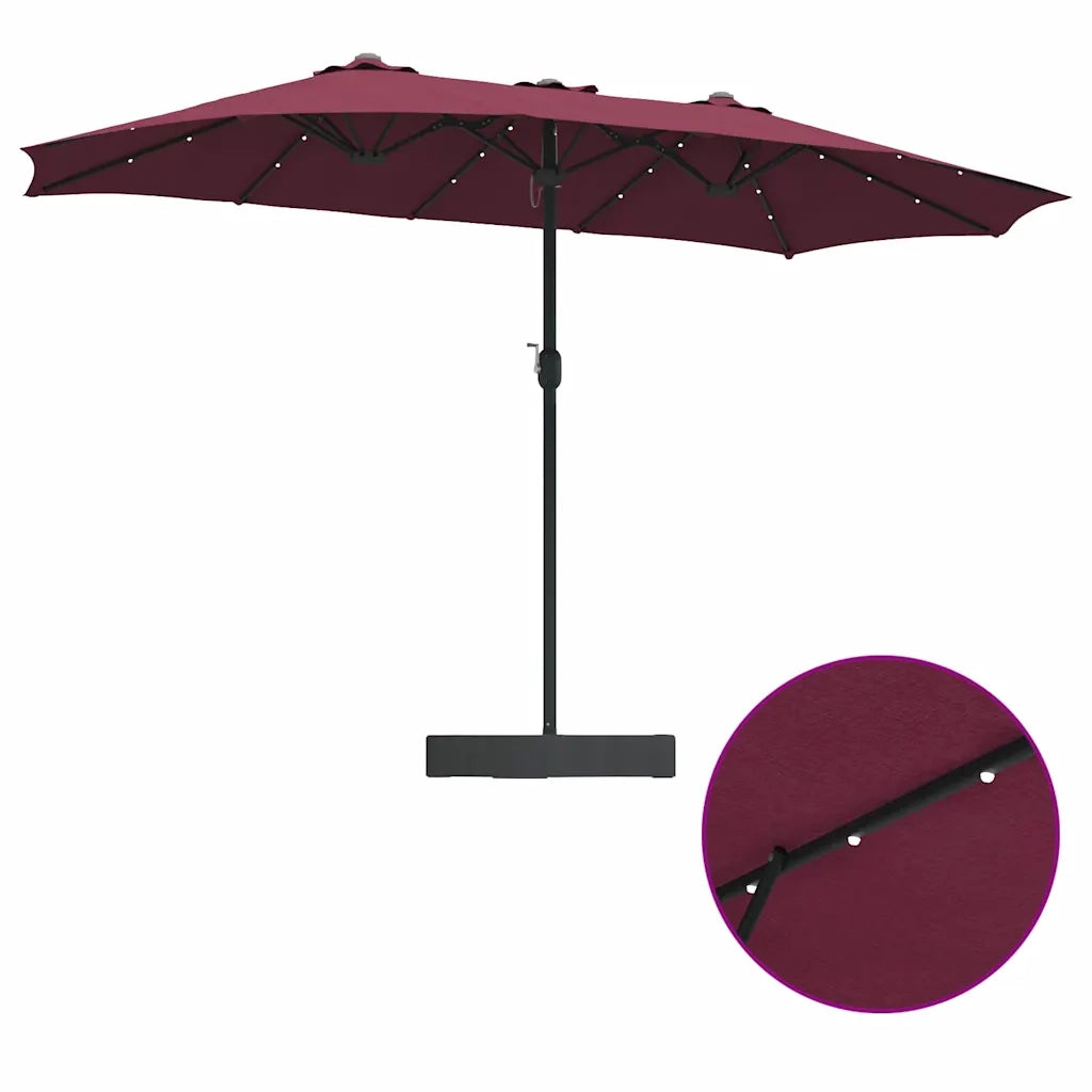 vidaXL Ombrello da giardino Rosso bordò 385 x 209 x 244 cm Tessuto