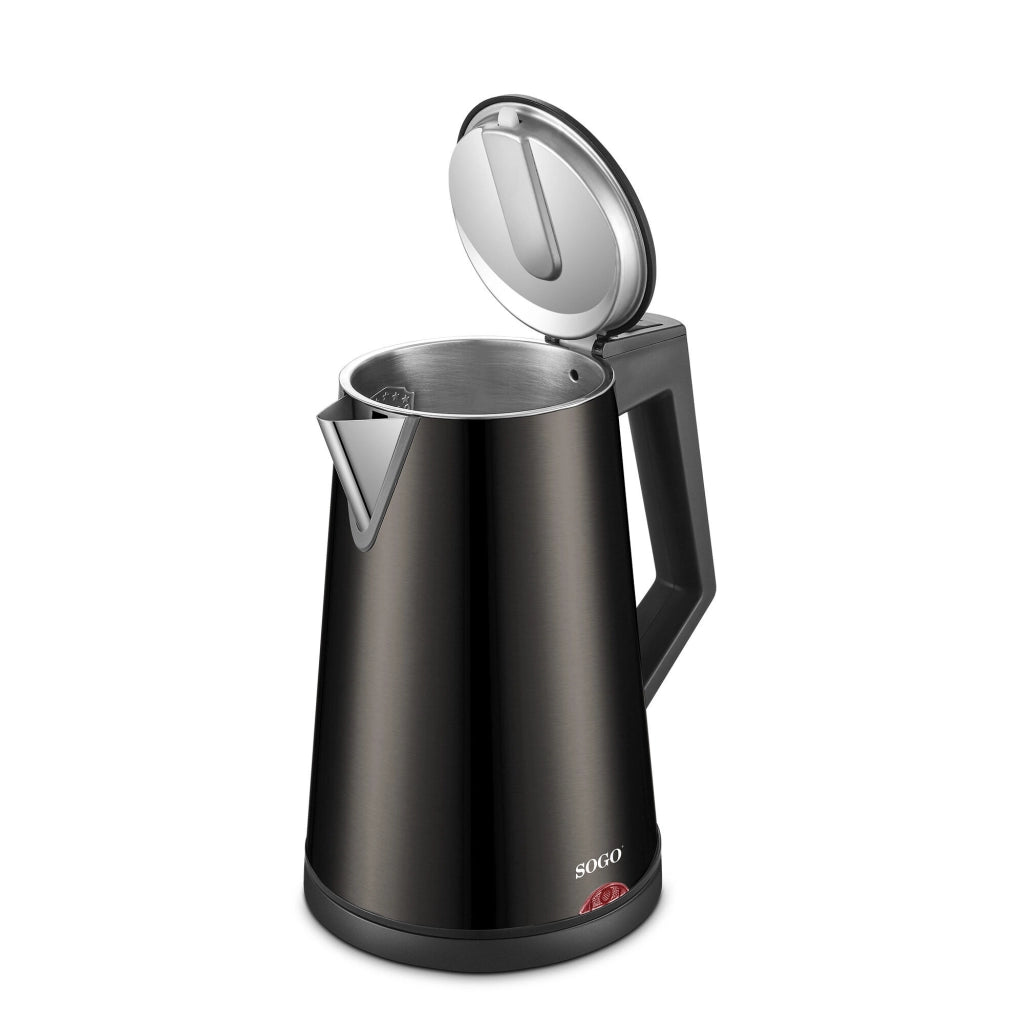 Bollitore elettrico acciaio inox 1830W, capacità 1,7 litri, tripla parete isolante, spegnimento automatico - SOGO