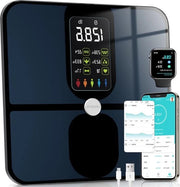 Ponderosimetro con grande schermo VA e caricabile via USB - 15 metriche Analizzatore di composizione corporea per BMI e frequenza cardiaca - 180kg Nero