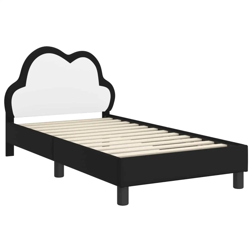 Struttura letto Bambini | Letto Infantile | Lettino con testata Nero 80 x 160 cm PU