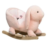 Cavallo a Dondolo a Forma di Coniglio con Suoni, Cavalluccio a Dondolo per Bambini 18-36 Mesi Interattivo, Rosa, 60x33x50cm