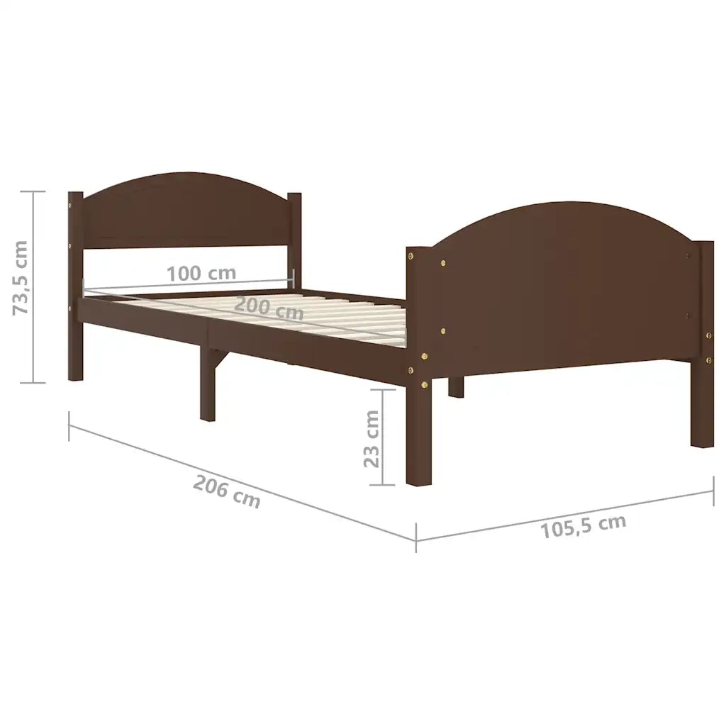 Giroletto senza Materasso Marrone Scuro 100x200 cm Legno Pino 322042