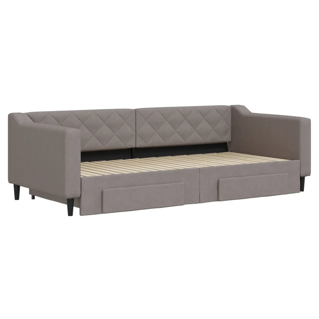 Divano letto | Sof¨¤ letto | Letto singolo Estraibile con Cassetti Tortora 90x200 cm Tessuto