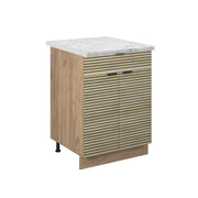 Mobiletto base per cucina Fame-Line Pannello in quercia/Rovere dorato 60 cm con cassetto, PL Marmo Vicco