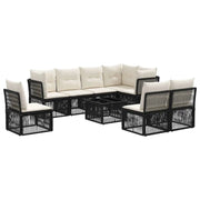 Set Divano da Giardino 9 pcs Nero polyrattan