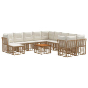 Set di divani da esterno 12 pcs Naturale e Bianco Crema