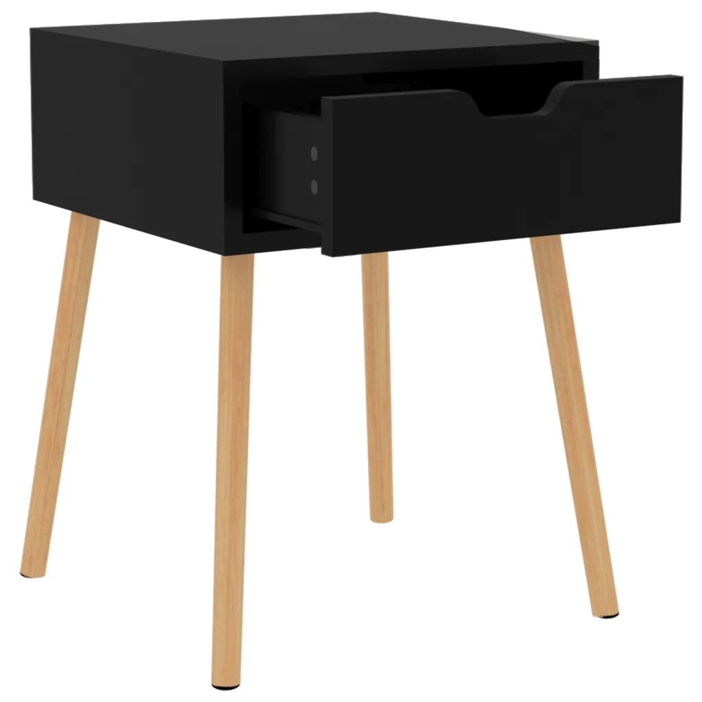 Comodino-Tavolino da notte Nero Lucido 40x40x56 cm in Legno Multistrato