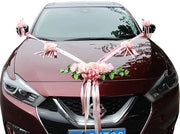 Decorazione di Auto per Matrimonio - Fiori Grandi/Piccoli - Totale Lunghezza 4,5 m - Incluso Filo - Rosso/Rosso Scuro - Decorazione di Auto