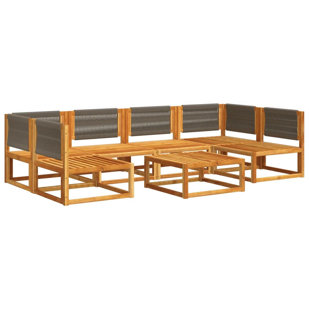 Set di divani da giardino 7 pezzi con cuscini in legno di acacia e corda 3278840