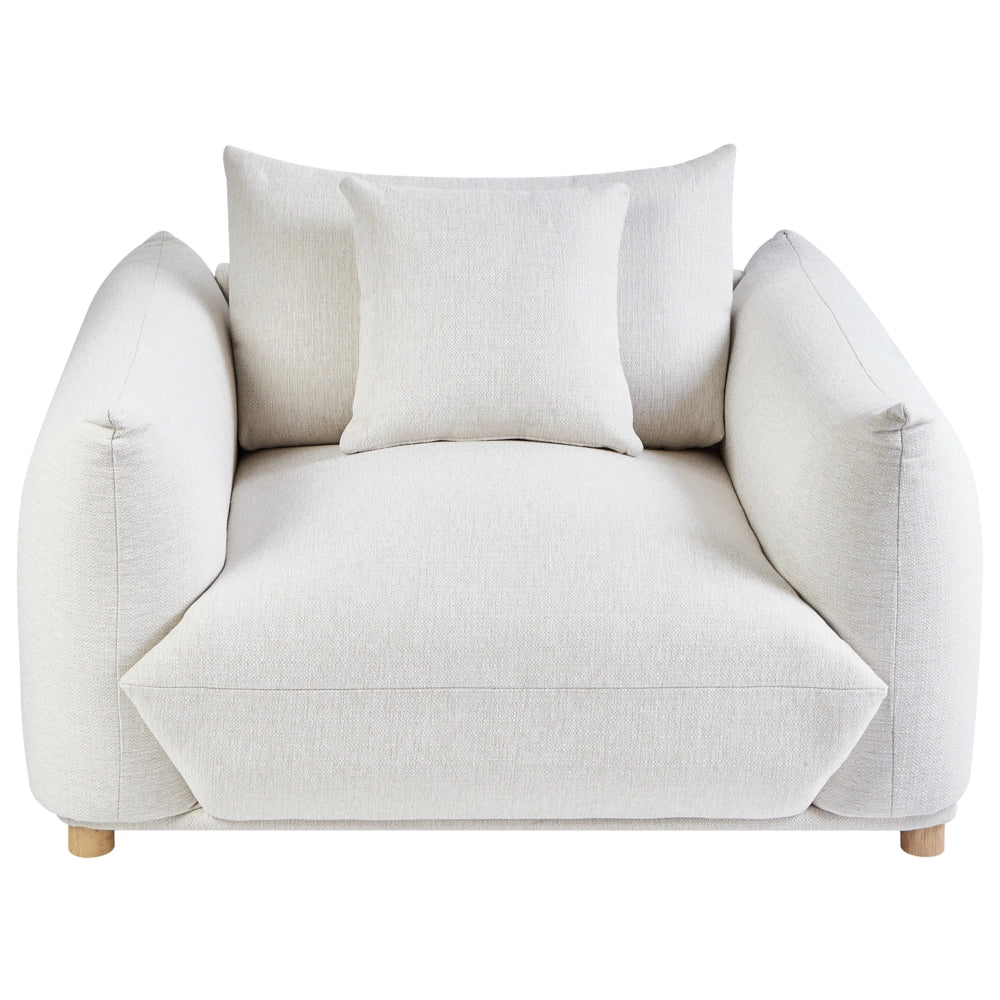 Poltrona Tessuto bianco sporco Gambe di legno morbide Stile moderno arredamento scandinavo