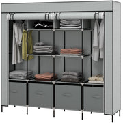 Armadio con Ante in Tessuto ¨C Zephmum ¨C Grigio 90x51x190
