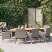 Set da Pranzo per Giardino 9 pz con Cuscini Grigio 3103589