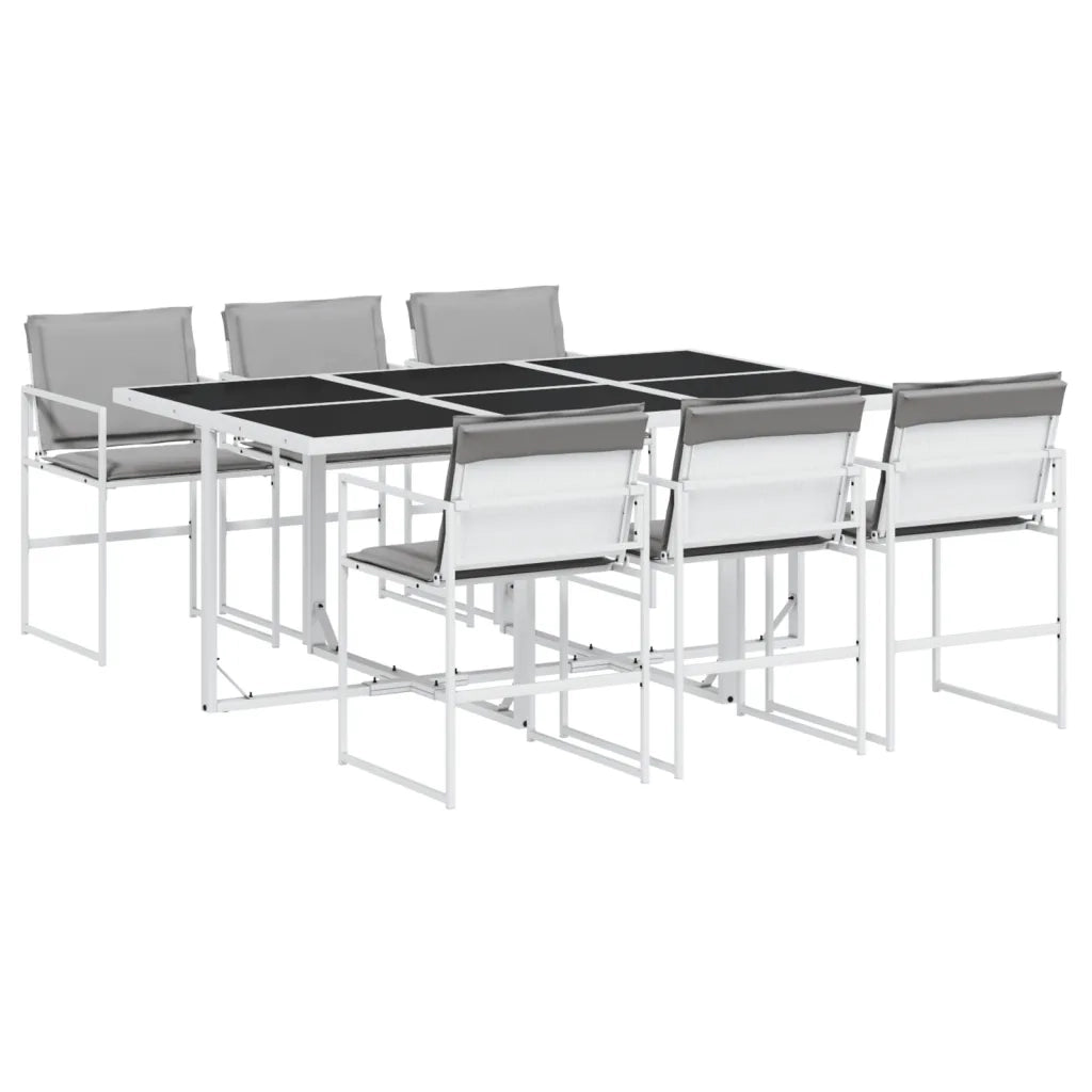 Set da Pranzo da Giardino 7 pz | Set Salotto da Giardino con Cuscini Bianco in Textilene