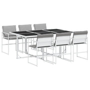 Set da Pranzo da Giardino 7 pz | Set Salotto da Giardino con Cuscini Bianco in Textilene