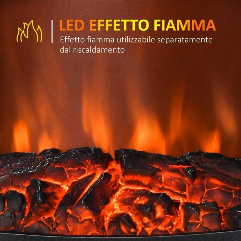 CAMINO ELETTRICO EFFETTO FIAMMA E 3 LATI APERTI 39X26X54.8CM COLORE BIANCO