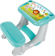 Banco Scuola Bambini 2 Anni Con Sedia Azzurro Scrivania Gioco Studio per Bambini con Scomparti Portapenne e Sgabello Str
