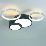 Trade Shop - Plafoniera Led 36w 4 Cerchi Argento Nero Lampada Soffitto Moderno Luce 4000k 70937 -