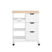 Carrello Cucina Credenza da Cucina o Bagno con 3 cassetti e 1 Cestino L68*P38*A85 cm colore bianco FKW79-W