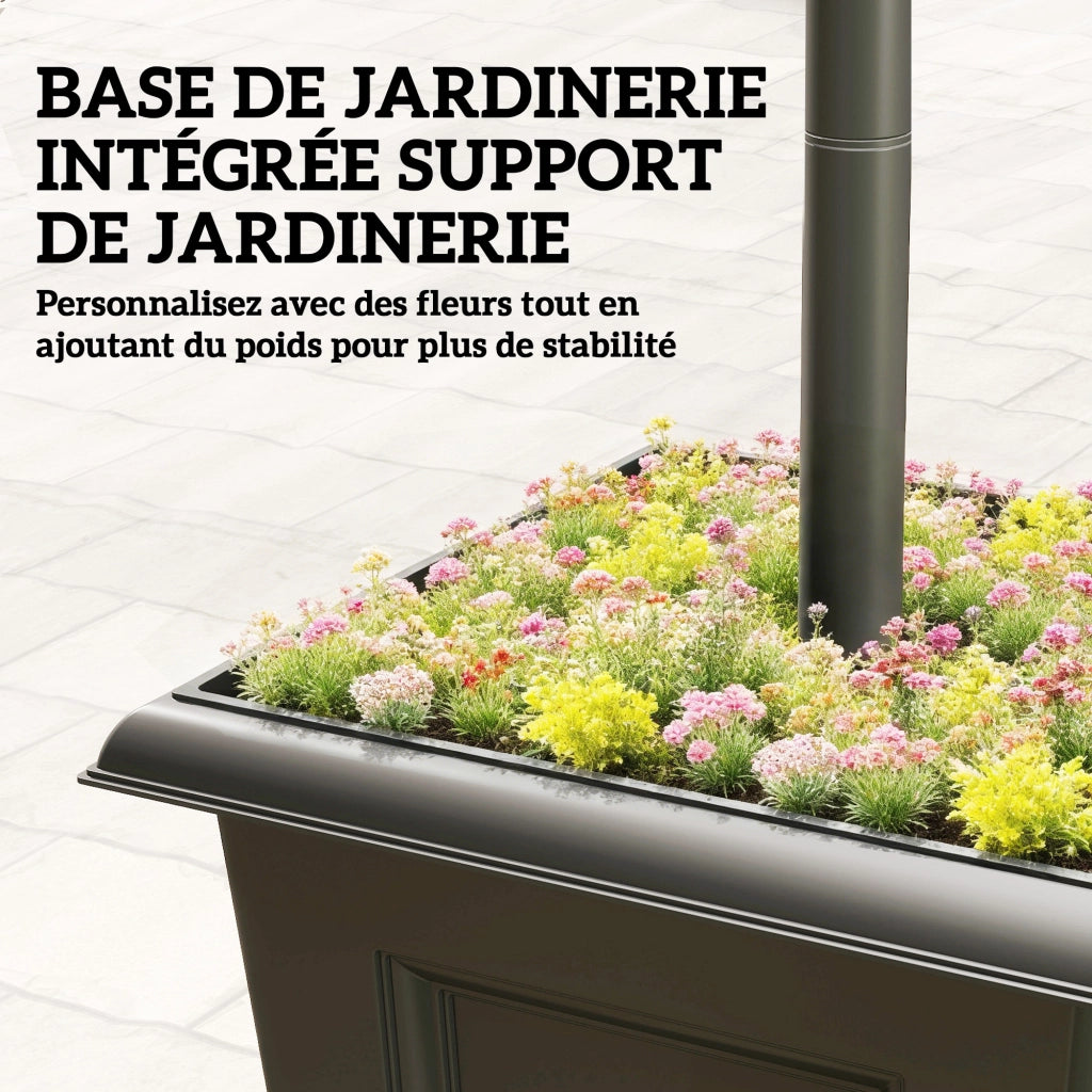 Lampione da Giardino a 3 Luci con Fioriera e Sensore Crepuscolare ¨C Xylo ¨C 52x52x185cm Nero
