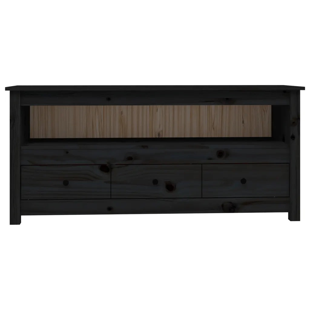 Mobile Porta TV Nero 114x35x52 cm in Legno Massello di Pino 821506
