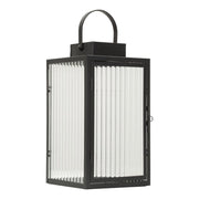 Lanterna Simply in metallo nero e vetro temperato zigrinato
