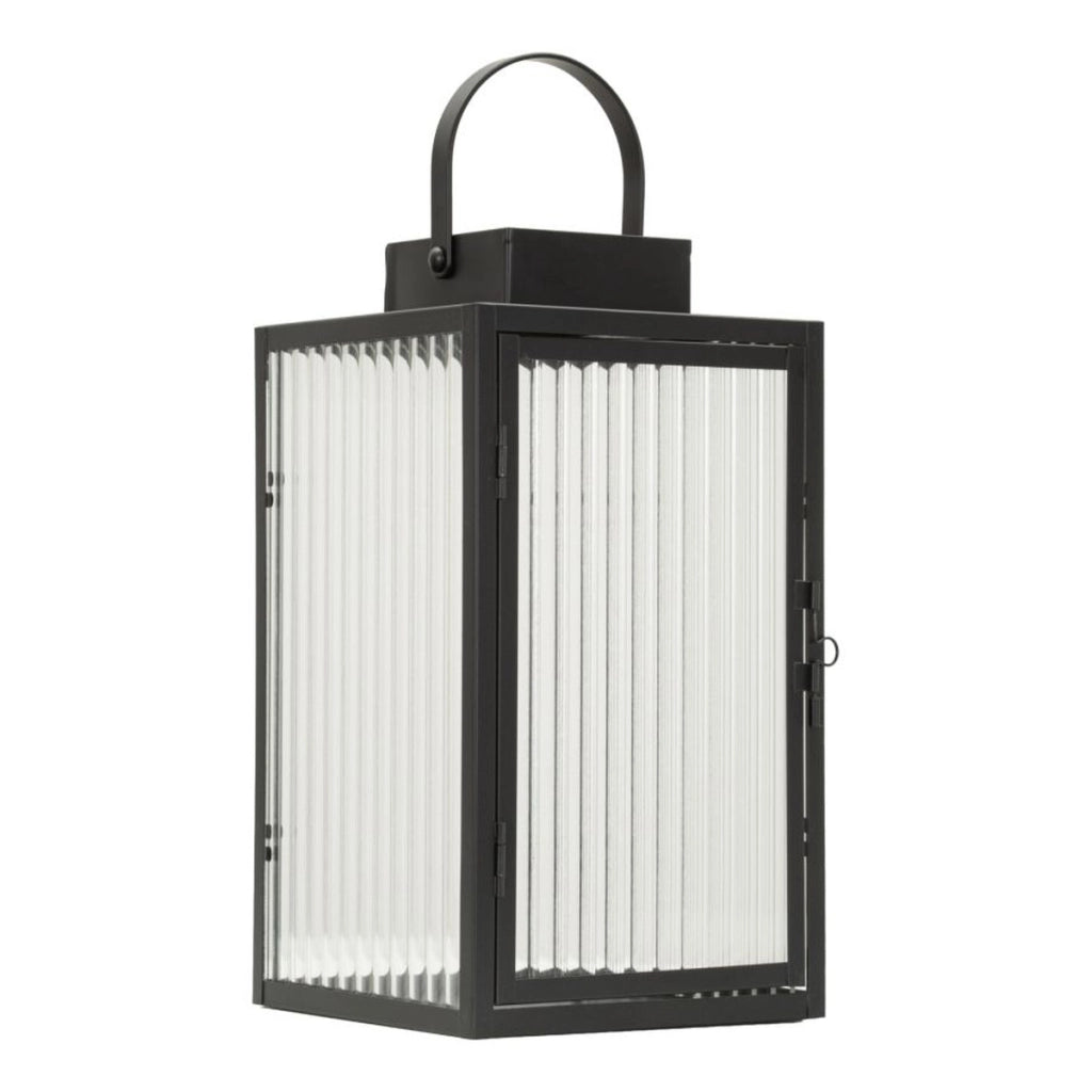 Lanterna Simply in metallo nero e vetro temperato zigrinato