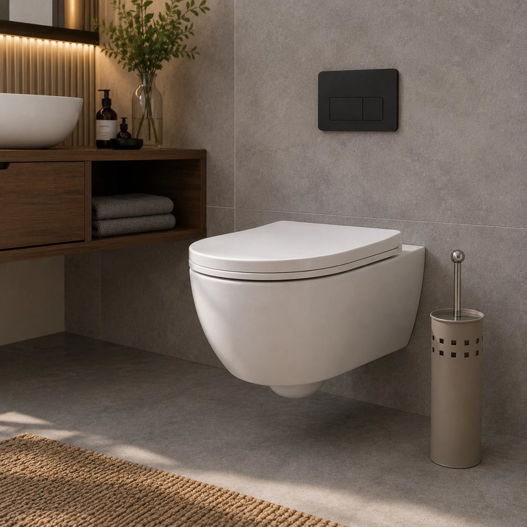Portascopino Bagno Traforato Con Coperchio Disponibile in Nero, Bianco, Tortora Beige