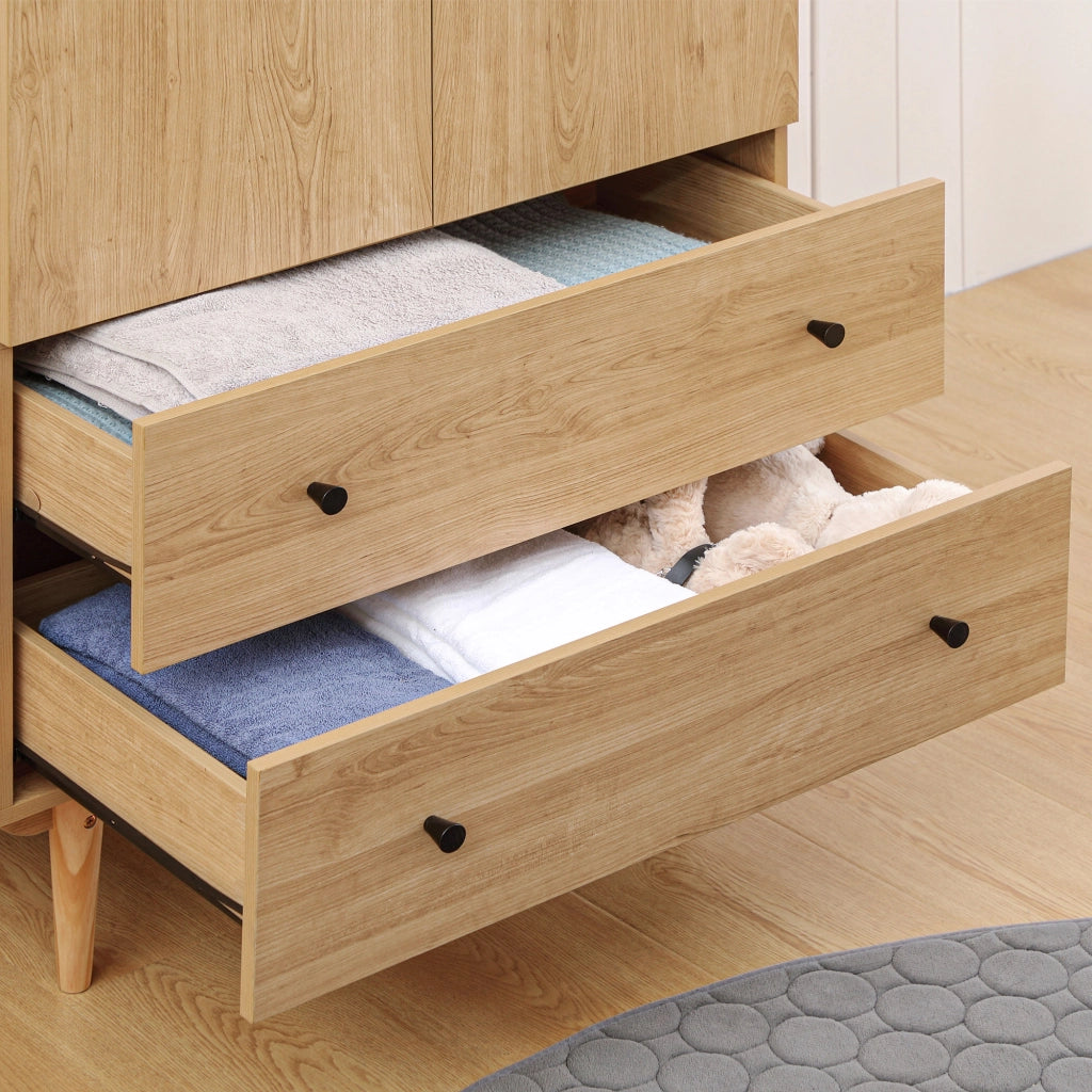 Armadio Guardaroba con 2 Porte e 2 Cassetti ¨C zephmum ¨C Legno 80x52x180 cm