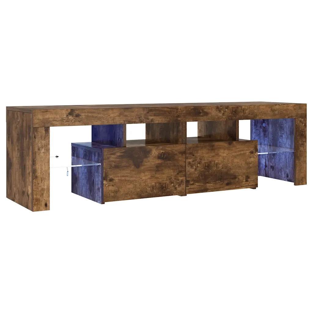 Mobile Porta TV con Luci LED-Credenza TV Rovere Fumo 60x38,5x48 cm