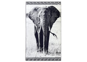 Telo Mare Jacquard Spugna Asciugamano Spiaggia Disegno Elephant KR - Telo Mare - Black-White