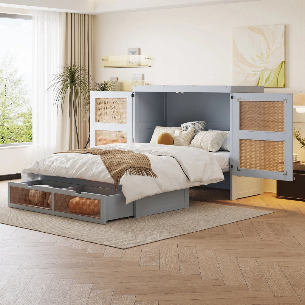 Letto a scomparsa 140x200 cm salvaspazio in legno
