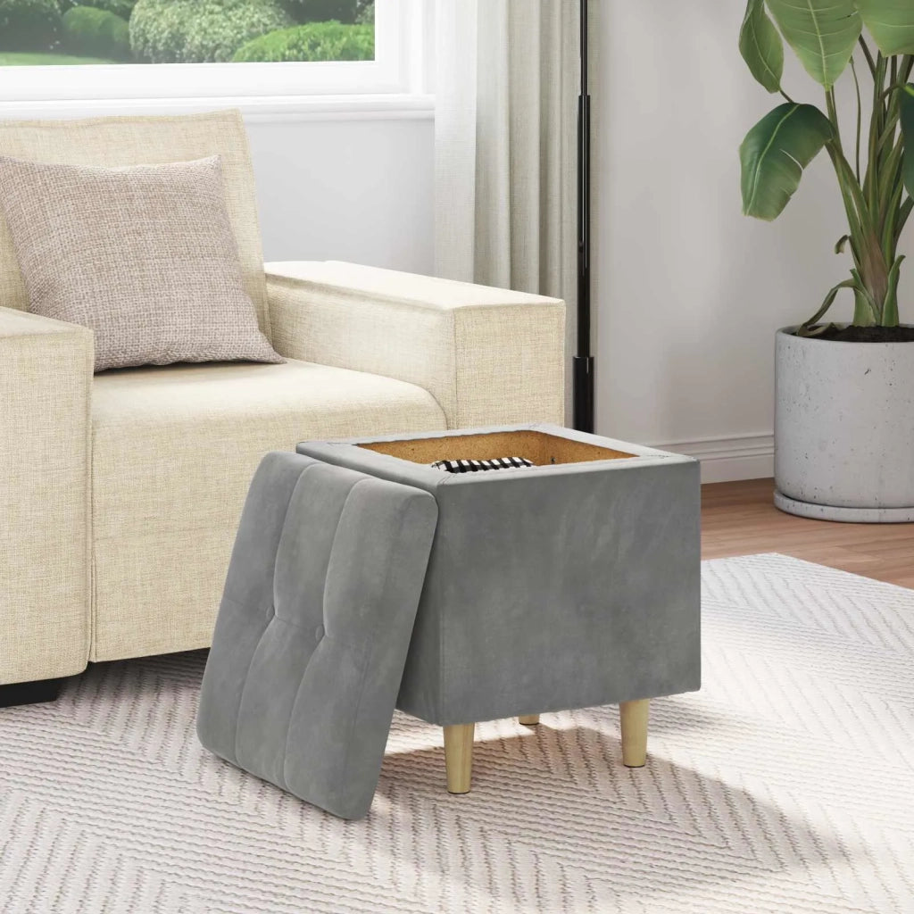 Pouf contenitore Grigio scuro 40 x 40 x 45 cm Velluto 876811