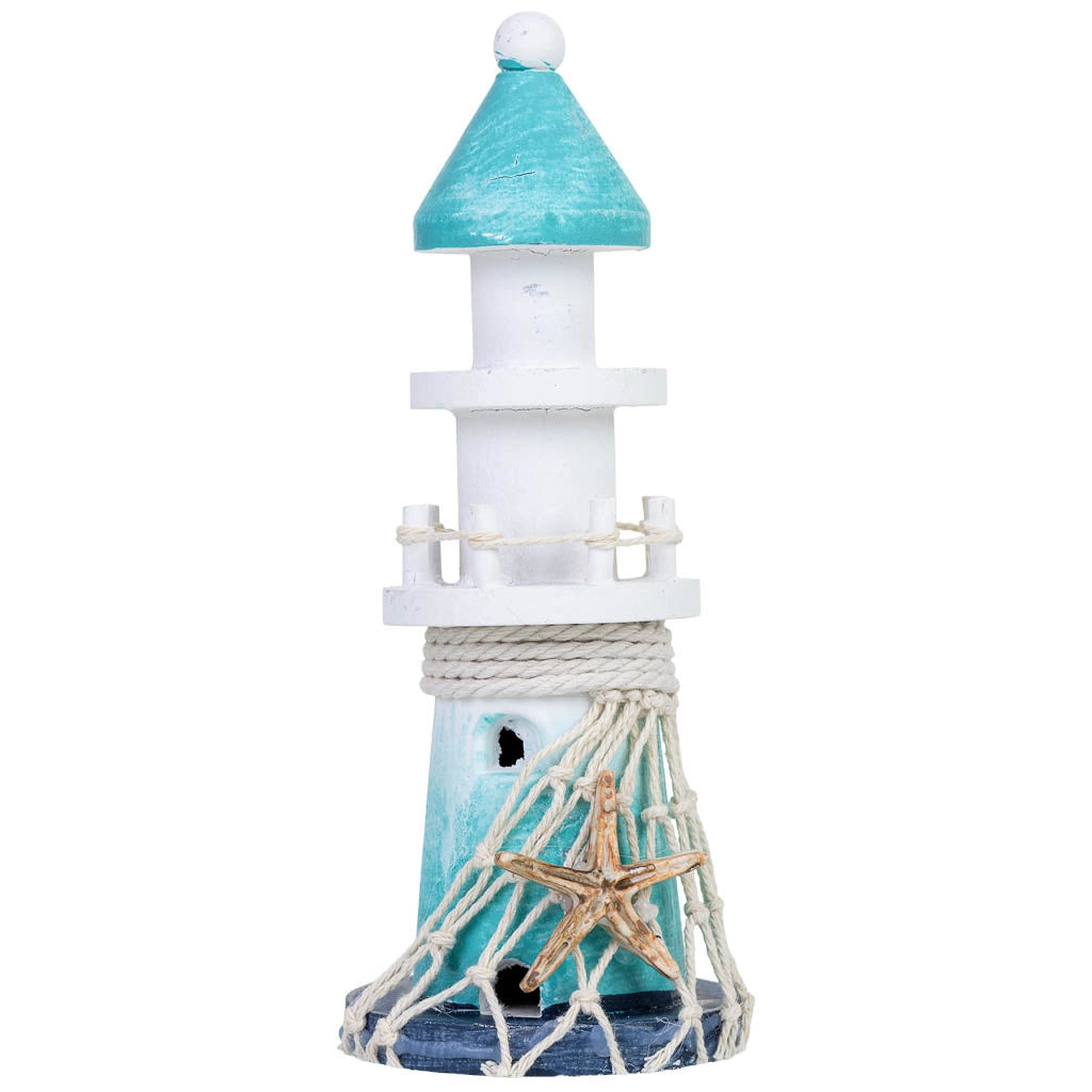 Decorazione da appendere in legno blu, 7x7x18 cm