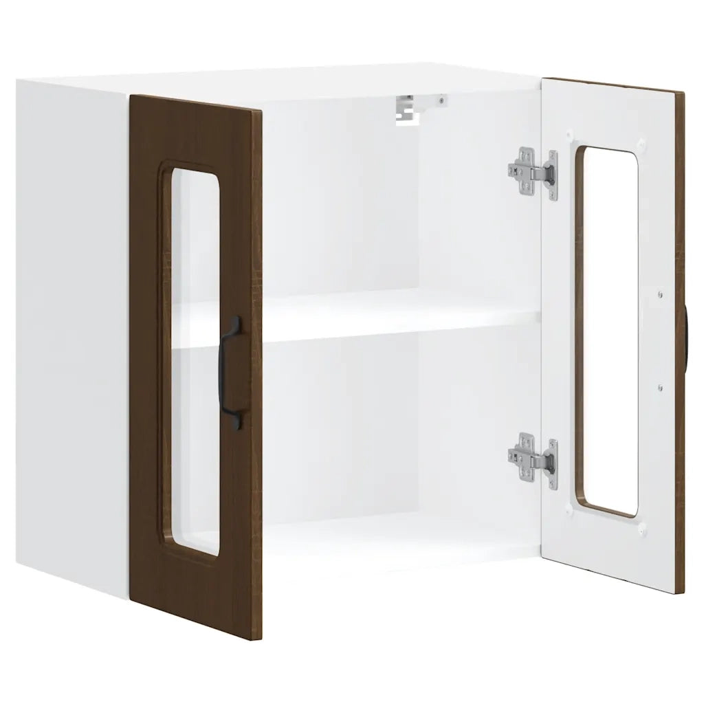 vidaXL Pensile da Cucina con Porta in Vetro Kalmar Rovere Marrone