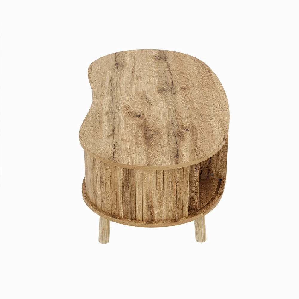 Tavolino da Caff¨¨ con 2 Ante Scorrevoli ¨C MINIMAL ¨C Effetto Legno, MDF, Gambe Massello