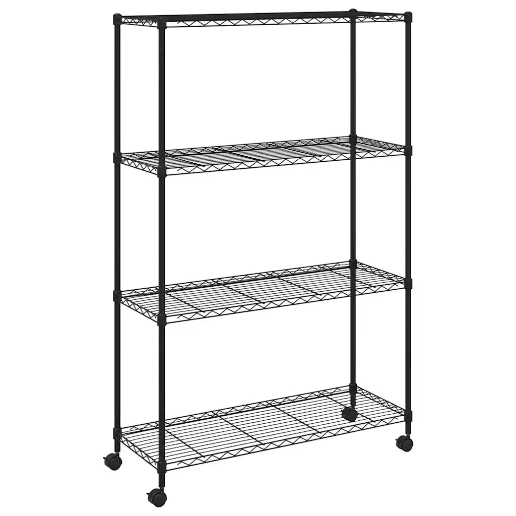 Scaffale a 4 Livelli con Ruote 90x35x142 cm Nero 200 kg CFW4720061