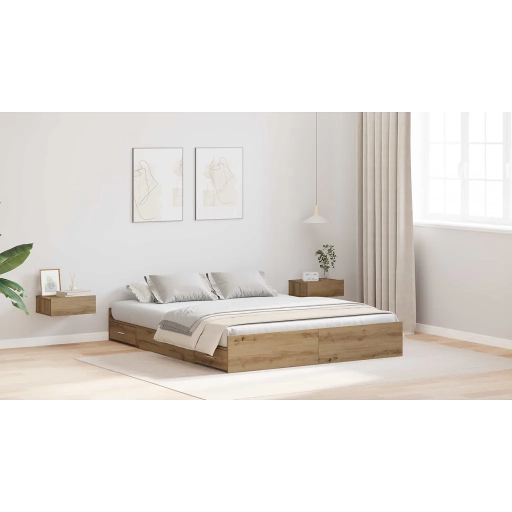 Struttura letto con contenitore Rovere artigianale 150 x 200 cm 3335292