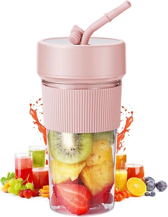 Mixer Portatile per Smoothie 350ml - Mixer per Smoothie da Viaggio - Tipo C - Inerte ai Fumi di BPA - Mini Mixer con 6 Lame per Succo e Cibo per Bambini - Viaggio (Rosso)