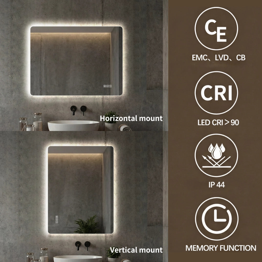 SPECCHIO BAGNO LED 60x100 cm Ovale Argento con funzione antiappannamento