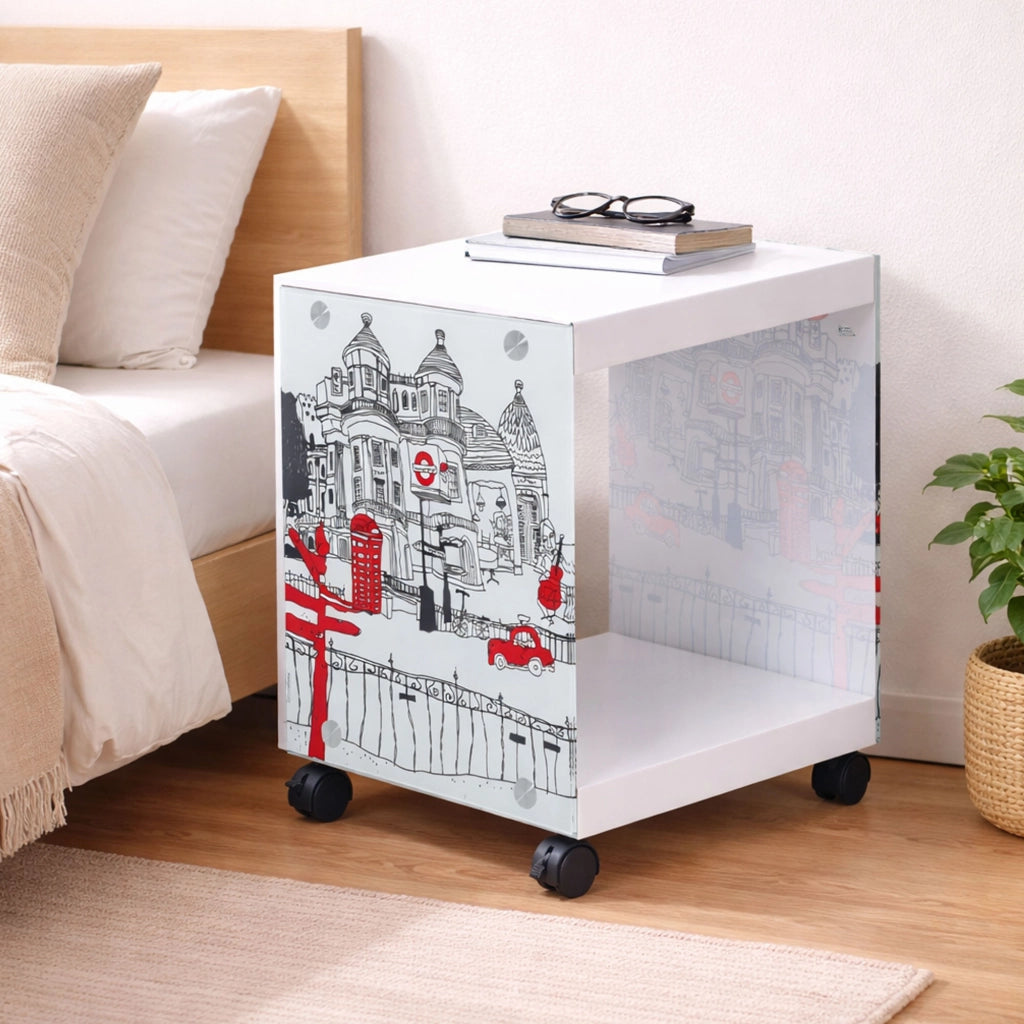 Vacri, Comodino Colore Ripiano Bianco, 38x34x46h cm Bianco