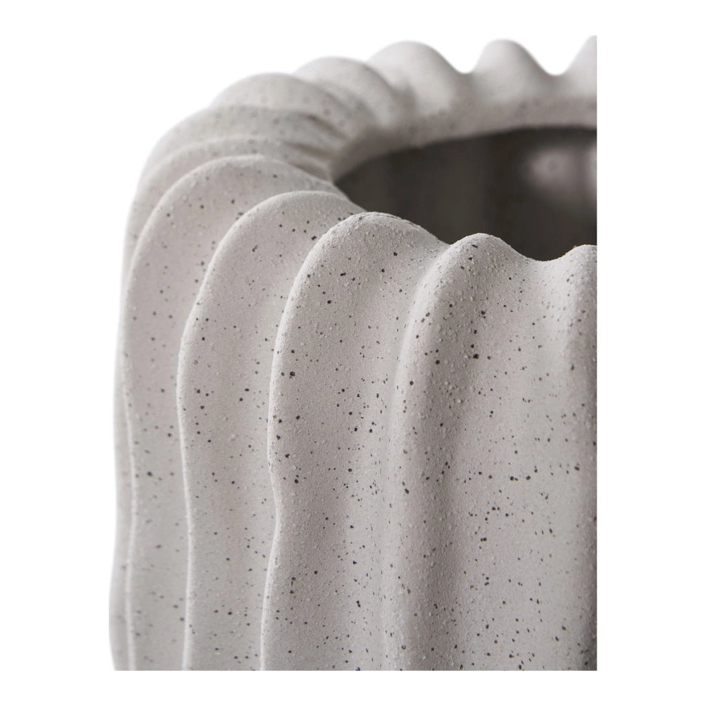 Portavaso in ceramica grigia costolata House Nordic ø15x15 cm