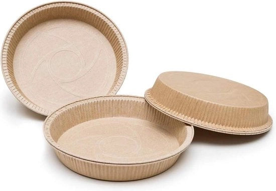 Set di contenitori in carta biodegradabile rotondi per quiche e focaccia - 20x34cm - 25 pezzi