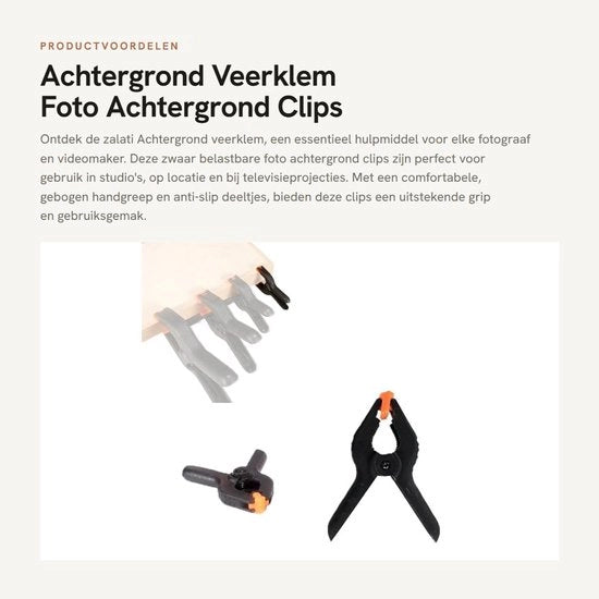 Veerklem per Foto Achtergrond - 8 Stuks - Metallico - 6,5 cm